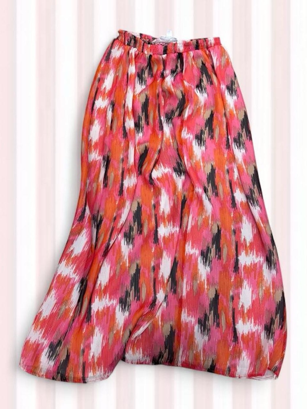Fashion Bug Pink & Orange Abstract Print Maxi Skirt